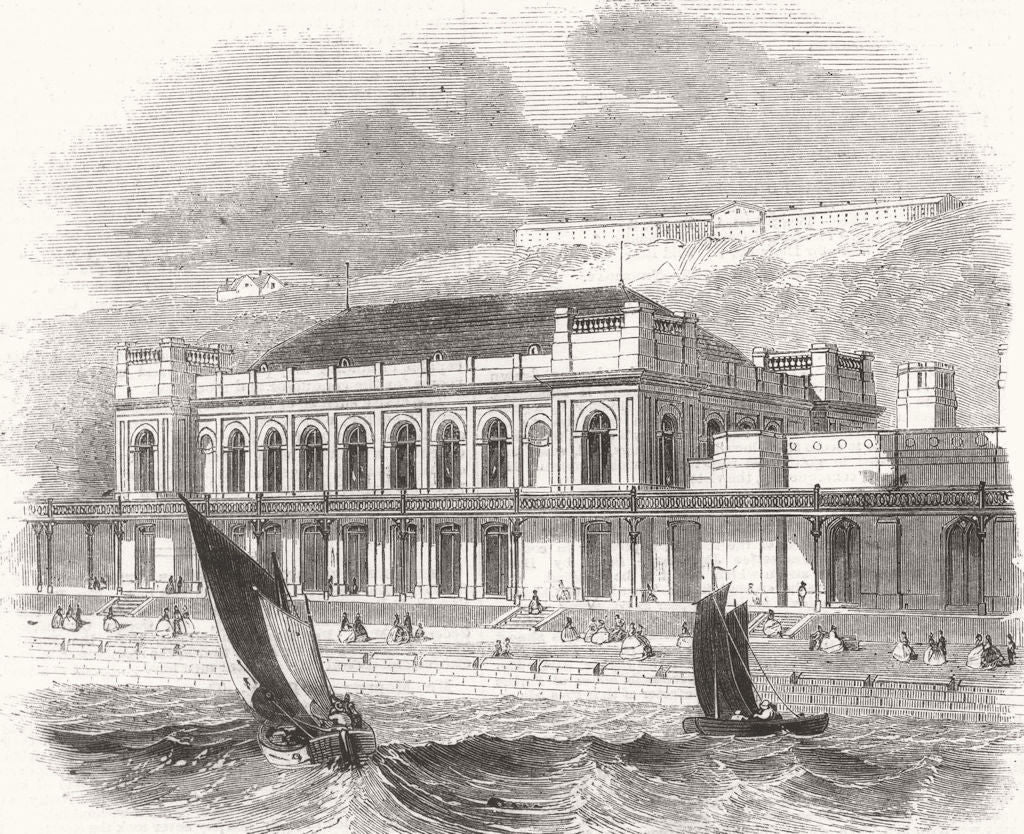 YORKS. Music saloon recently built at Scarborough 1858 old antique print